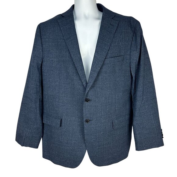 Awearness Kenneth Cole Mens 48R Blue Wool Blend Two-Button Blazer Jacket - Picture 1 of 7